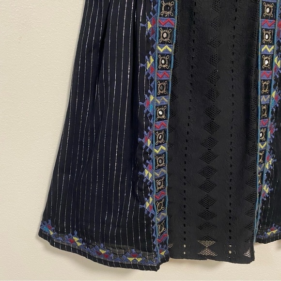 Free People Dress Women’s Size 6 Black Metallic Pinstripe Water Lily Mini Dress - Picture 9 of 16